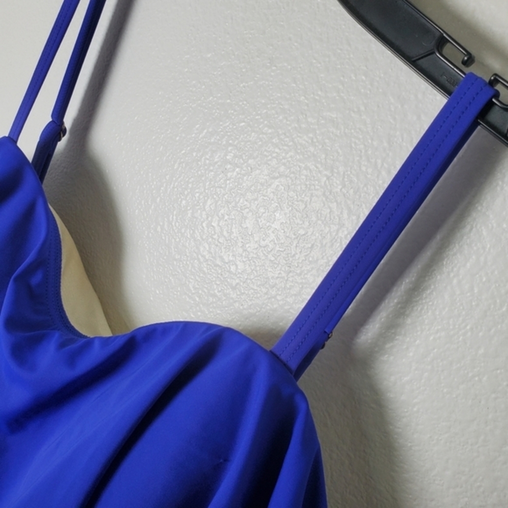 Fit 4 U Women's Blue Ruffle Tiered Sleeveless Swim Romper‎ One Piece Swimsuit - Picture 6 of 14